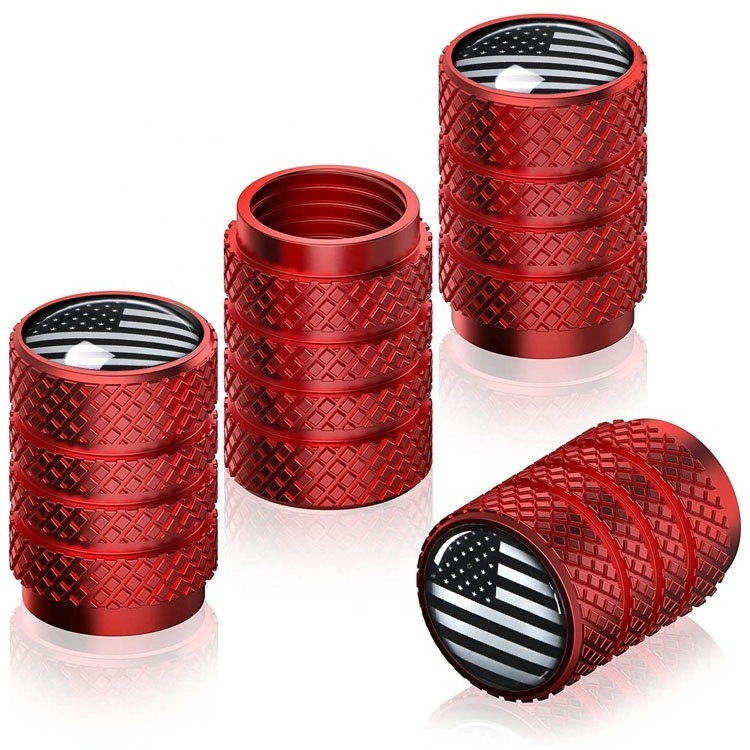 Aluminum tire valve caps with custom logo car tire air stem covers barrel pattern design Universal wheel rim air dust covers