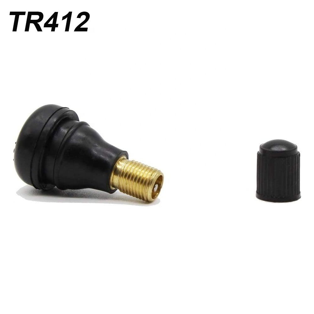 TR412 tire valve stem rubber snap-in short black valve stem for tubeless 0.453 Inch 11.3mm rim holes on standard vehicle tires