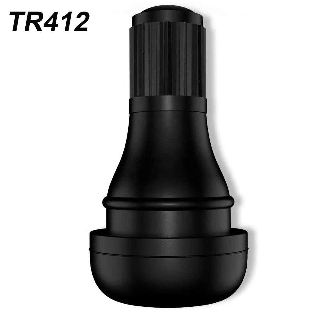 TR412 tire valve stem rubber snap-in short black valve stem for tubeless 0.453 Inch 11.3mm rim holes on standard vehicle tires