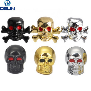 Hot Rod ATV silver Chrome Skull shape Copper Motorcycle Bike Car Tires Valve Stem Caps