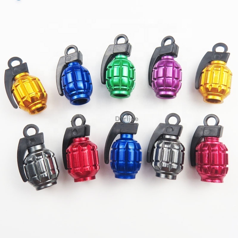 cars SUV Trucks Motorcycles Bicycles Grenade Style Aluminum Heavy Duty Valve Stem Covers Air-Proof Tire Caps