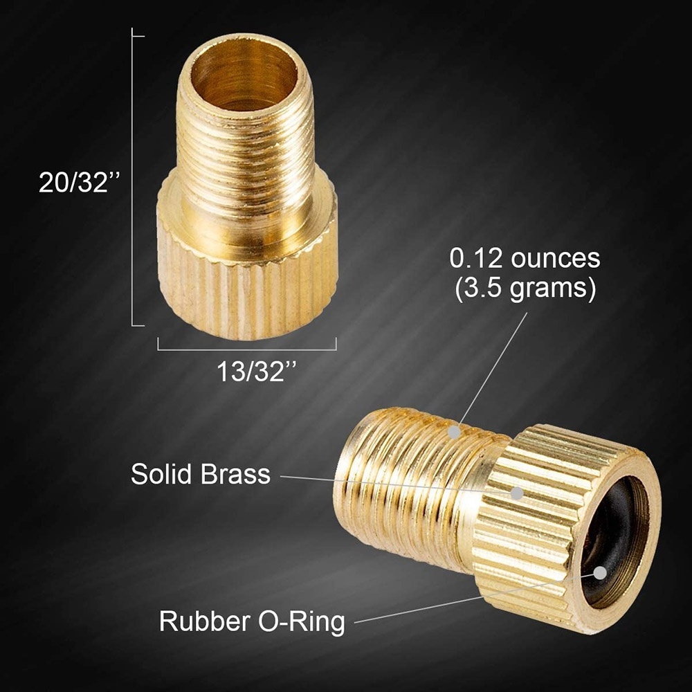 Brass Presta Valve Adapter, Convert Presta to Schrader, French to US, Bike Inflate Converter