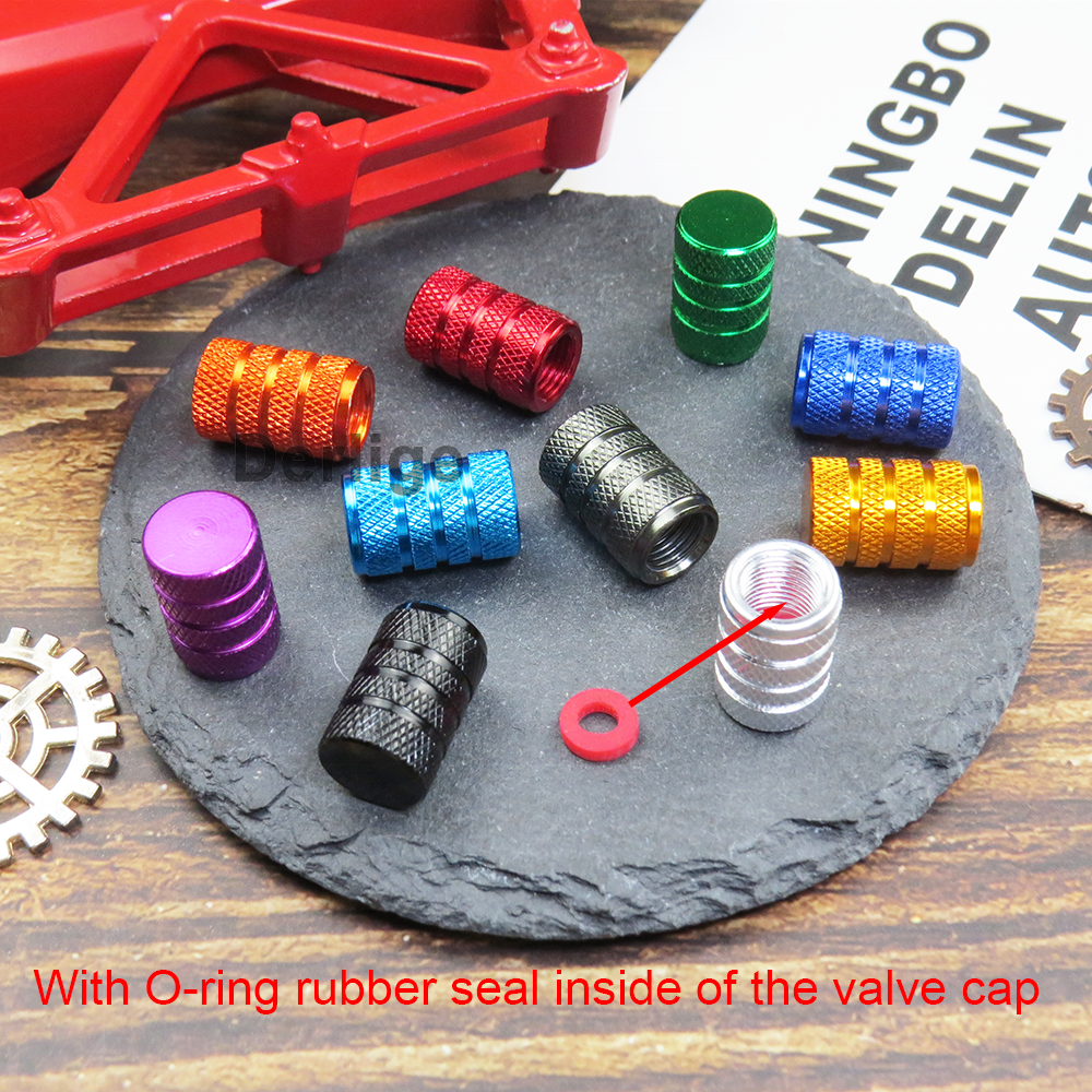 Schrader valve Universal Colorful Car Auto Aluminum Alloy Anodize knurled Wheel Tire Valve Caps Dust Covers