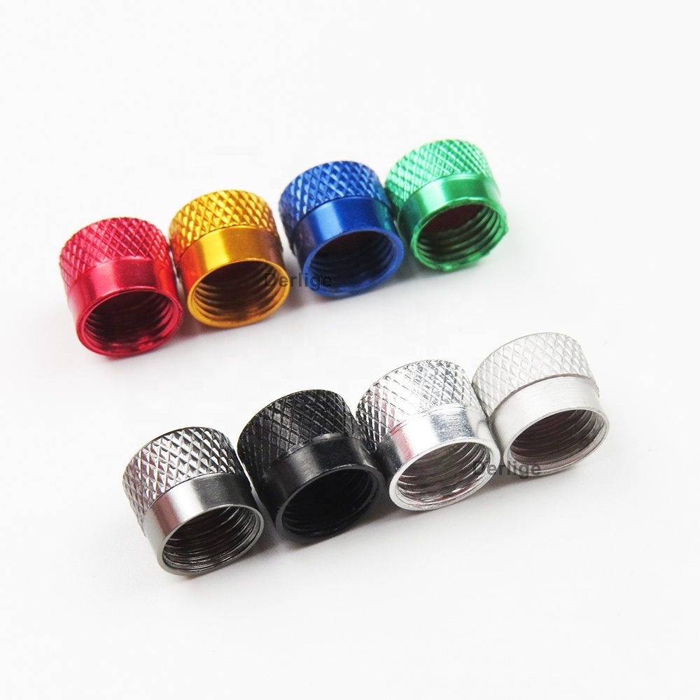 Car Motorcycle Schrader Accessory Aluminium Alloy  Valve Cap knurled Tire Valve Air Dust Cover Stem Cap