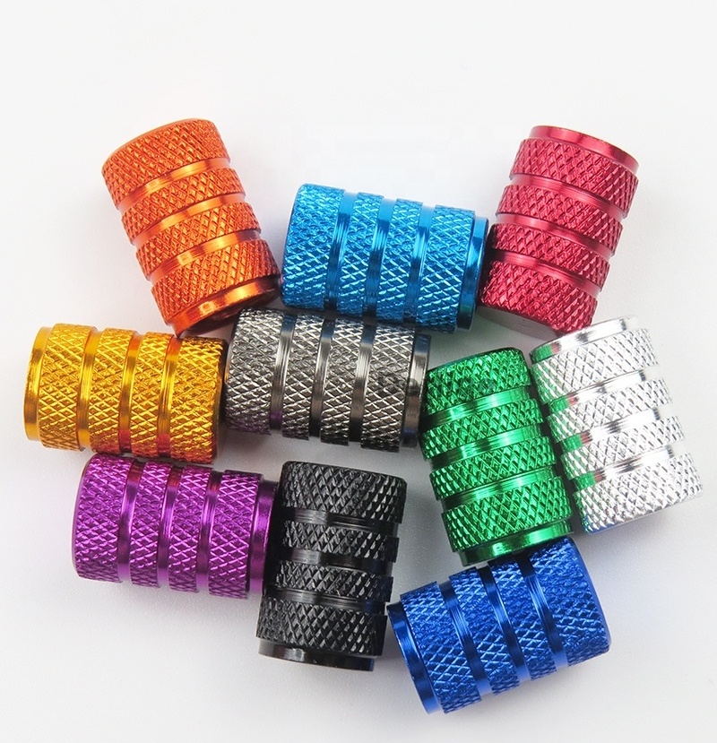 Schrader valve Universal Colorful Car Auto Aluminum Alloy Anodize knurled Wheel Tire Valve Caps Dust Covers