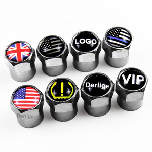 Chromed tire valve stem caps with custom logo Universal car air dust covers with rubber seal, Hexagon tire cap brass material