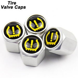 Aluminum car tire valve caps metal valve stem caps hexagon car tire caps air dust stem covers universal for car Schrader valves