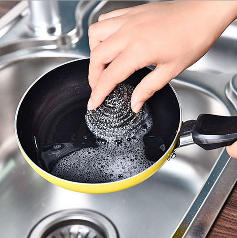 SUS410 Wire Dish Pot Kitchen Sink Cleaning Ball Washing Dishes Wool Scrubber Scouring Pads Stainless Steel Hot Sales 20 Grams