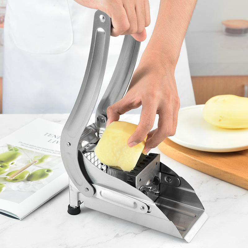 Potato Slicer Stainless Steel Manual Thick French Fries Cucumber Cutter Burger Shop Press Potato Slicer