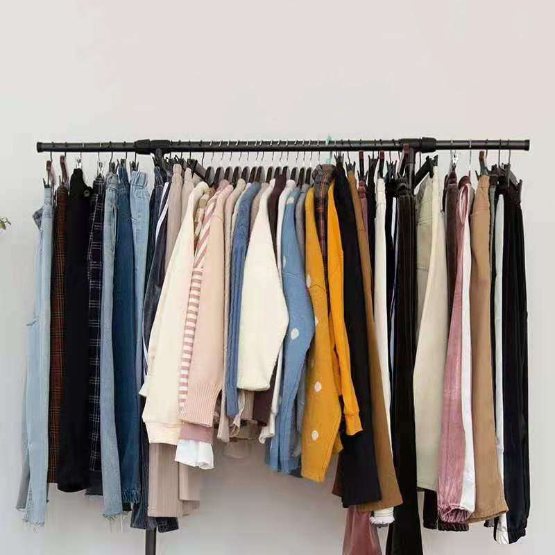 Detachable Pole Adjustable Shoes Rack  Coat Clothes Hanger Stand Indoor Floor Clothes Drying Rack Standing Laundry Hanger