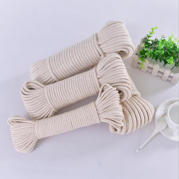 Custom 10m/5.5mm Drying Clothes Lines Craft Clothesline Hanging Macrame Cord Natural Cotton Braided Rope