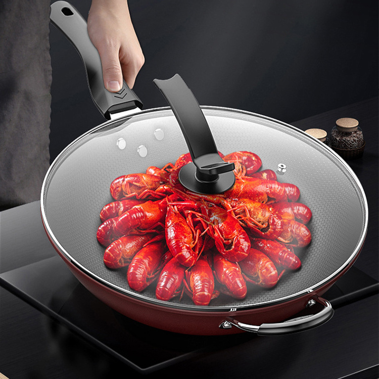 Hot Sale Baking Pans Cake Cast Saucepan Cooking Pancake Sauce Fry Wok Pan With Lid Honeycomb Structure Non Stick Pan