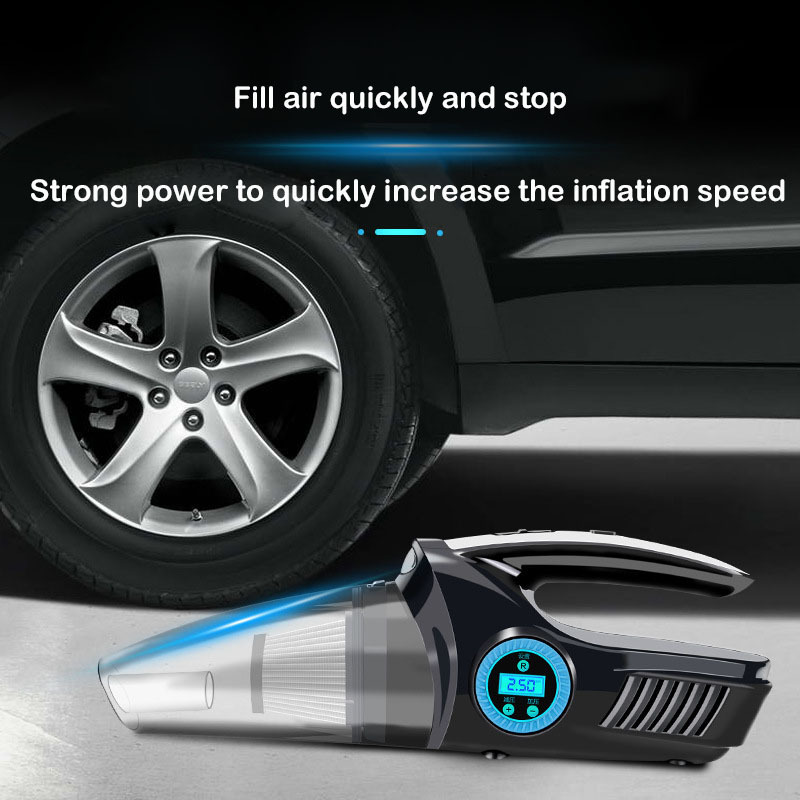 2 In 1 12V Powerful Car Vacuum Cleaner Wet And Dry Whit Air Compressor Inflator Pump digital tire pressure Car Vacuum Cleaner