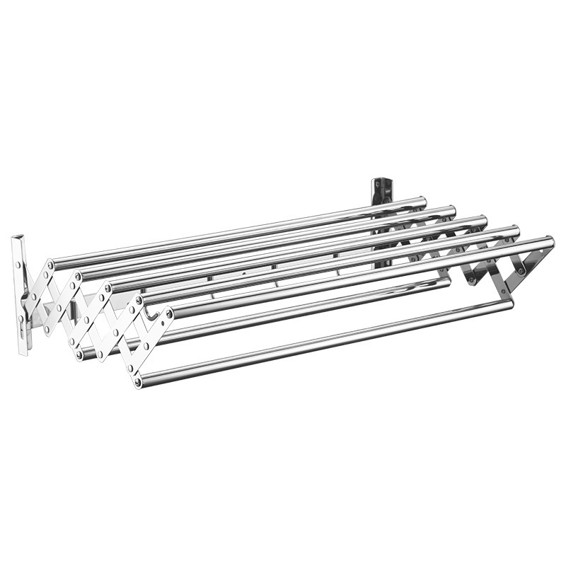 Retractable Racking Rods Wall Mount Wide Rustproof Accordion Retractable Clothes Drying Rack 7 ...