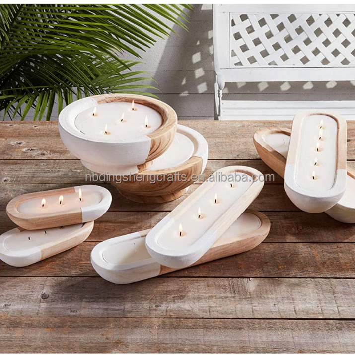 High Quality Wholesale paulownia  wood candle tray set /Oval Wood Dough Bowls Rustic Decorative Tray