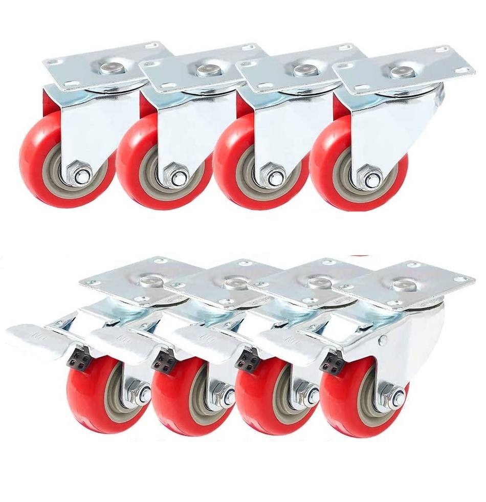 3 inch Medium Duty Double Ball Bearing Universal Wheel Plastic PUTrolley Castor Swivel Locking Furniture Caster Wheels