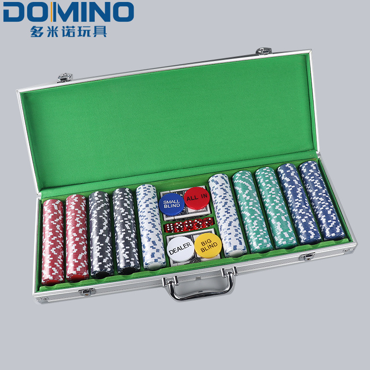 Duominuo 500 pieces Sticker Printed Casino Dice Poker Chips Texas Hold'em Poker Set