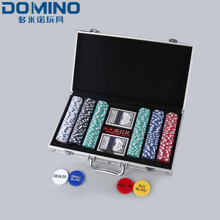 High Quantity Clay Poker Chips Set with Black Round Corner Aluminium Case poker casino chip  box