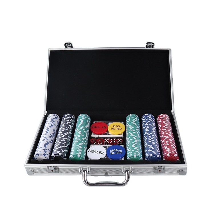 High Quantity Clay Poker Chips Set with Black Round Corner Aluminium Case poker casino chip  box