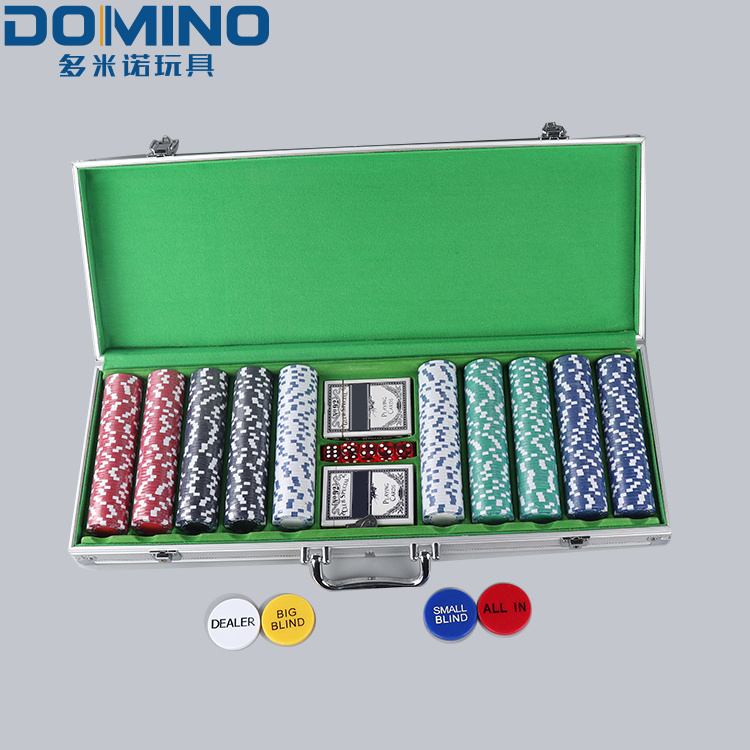 high quality 500 pcs poker chip set aluminium case custom clay poker chip with suitcase