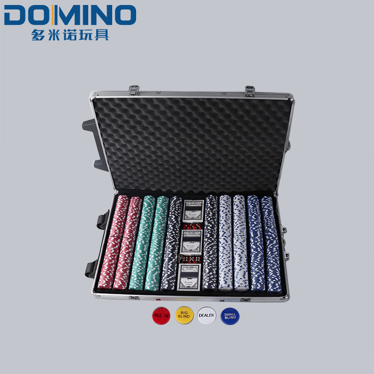 1000 chips poker set Aluminum suitcase carrying poker sets case playing card dice and dealer