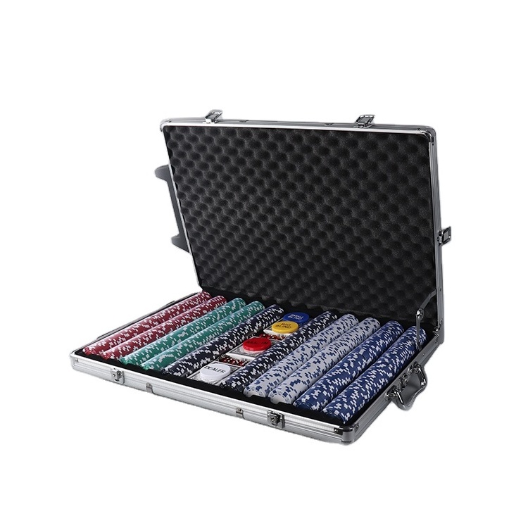 1000 chips poker set Aluminum suitcase carrying poker sets case playing card dice and dealer