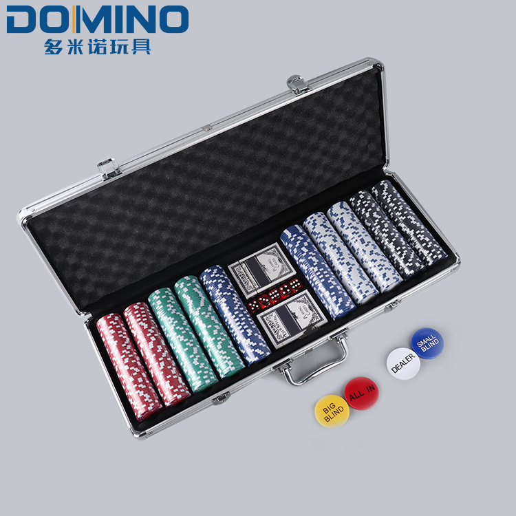 500pcs Poker chips 2 Playing cards Bargaining Poker chips set with aluminium Case Clay Composite Poker Set