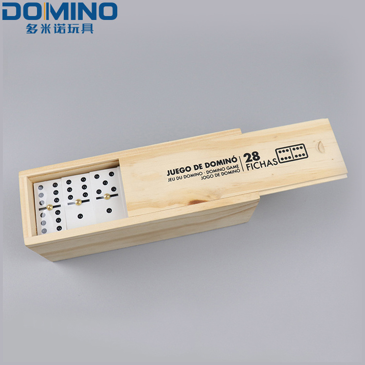 Dominoes Set For Yard Lawn Games  Double Six Professional Dominoes with Brass Spinner in Wooden Case