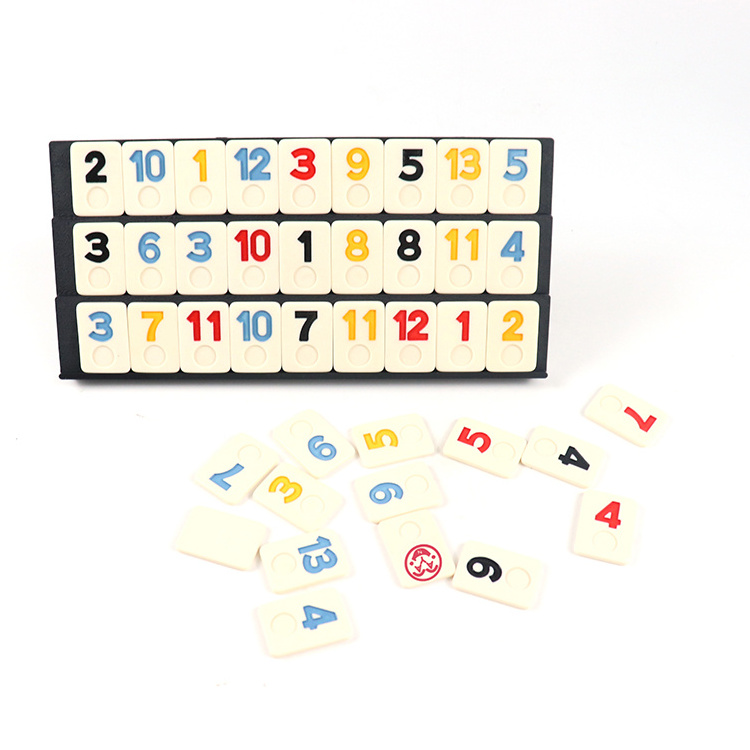 family travel mahjong rummy set with complimentary rummy dice for storage and portability