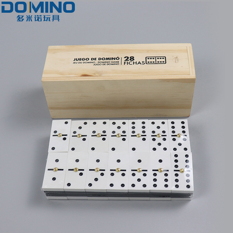 Dominoes Set For Yard Lawn Games  Double Six Professional Dominoes with Brass Spinner in Wooden Case