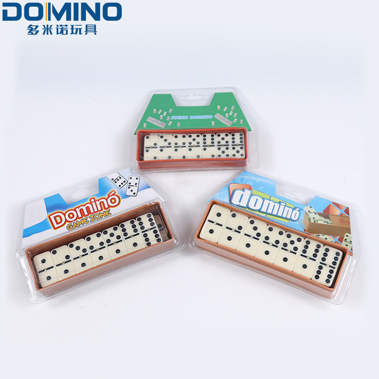 2020 toys domino block mikado game set 28 pieces plastic domino table  Double 6 number Dominoes