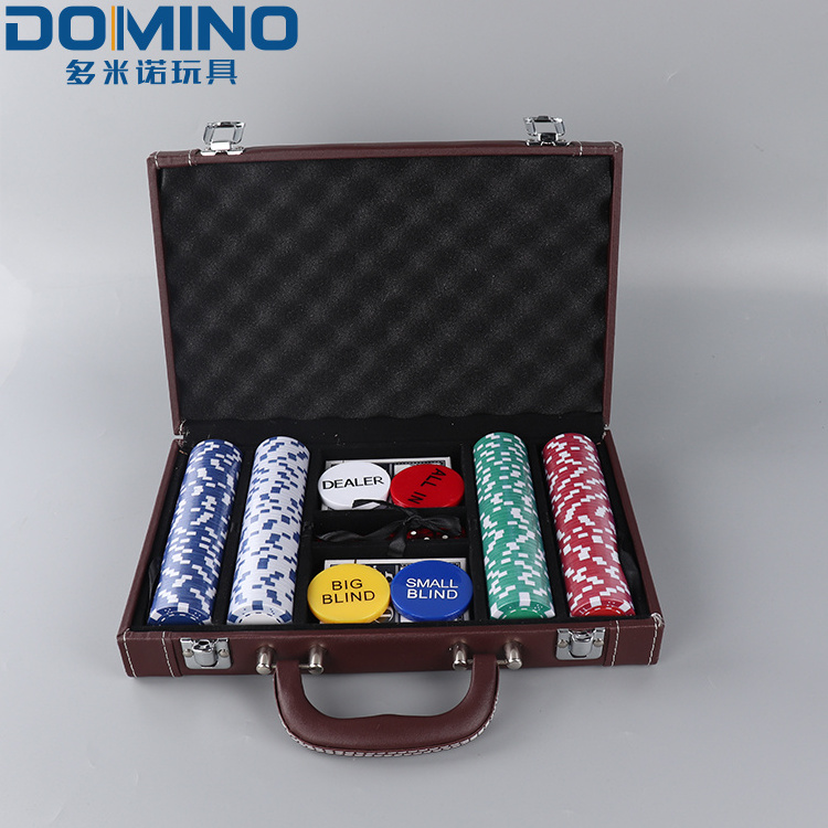 200 piece texas poker chips set with leather case casino poker chip set