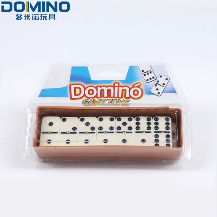 2020 toys domino block mikado game set 28 pieces plastic domino table  Double 6 number Dominoes