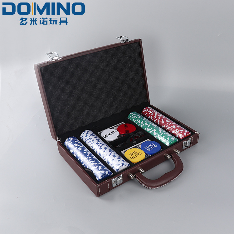 200 piece texas poker chips set with leather case casino poker chip set