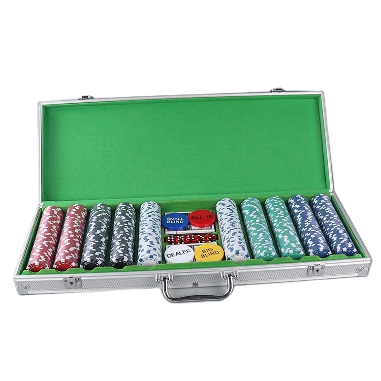 custom 500 pieces casino poker chips 2 playing cards aluminum case poker set