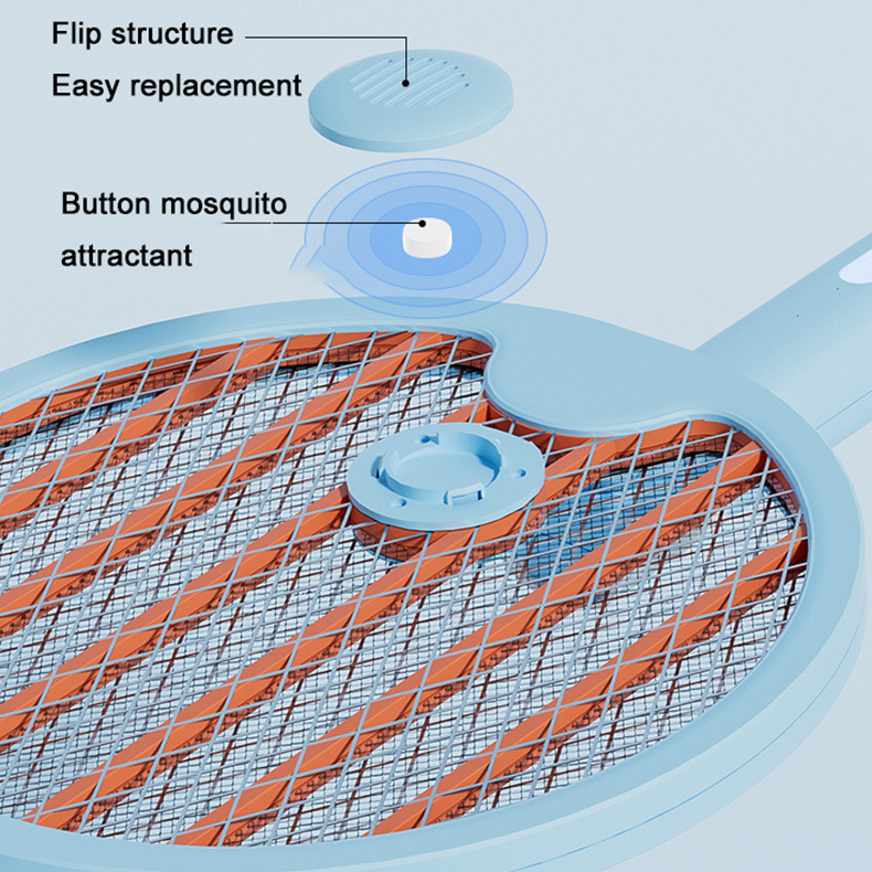 3 In 1 Foldable USB Rechargeable Electric Shock Mosquito Trap Repellent Zapper Killing Killer Light Lamp With Swatter Racket Bat