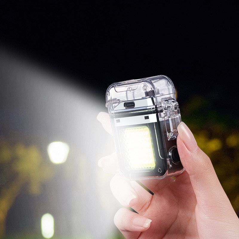 Multifunctional Super Brightness COB LED Keychain Torchlight Flashlight With Electric Cigarette Lighter Power Display