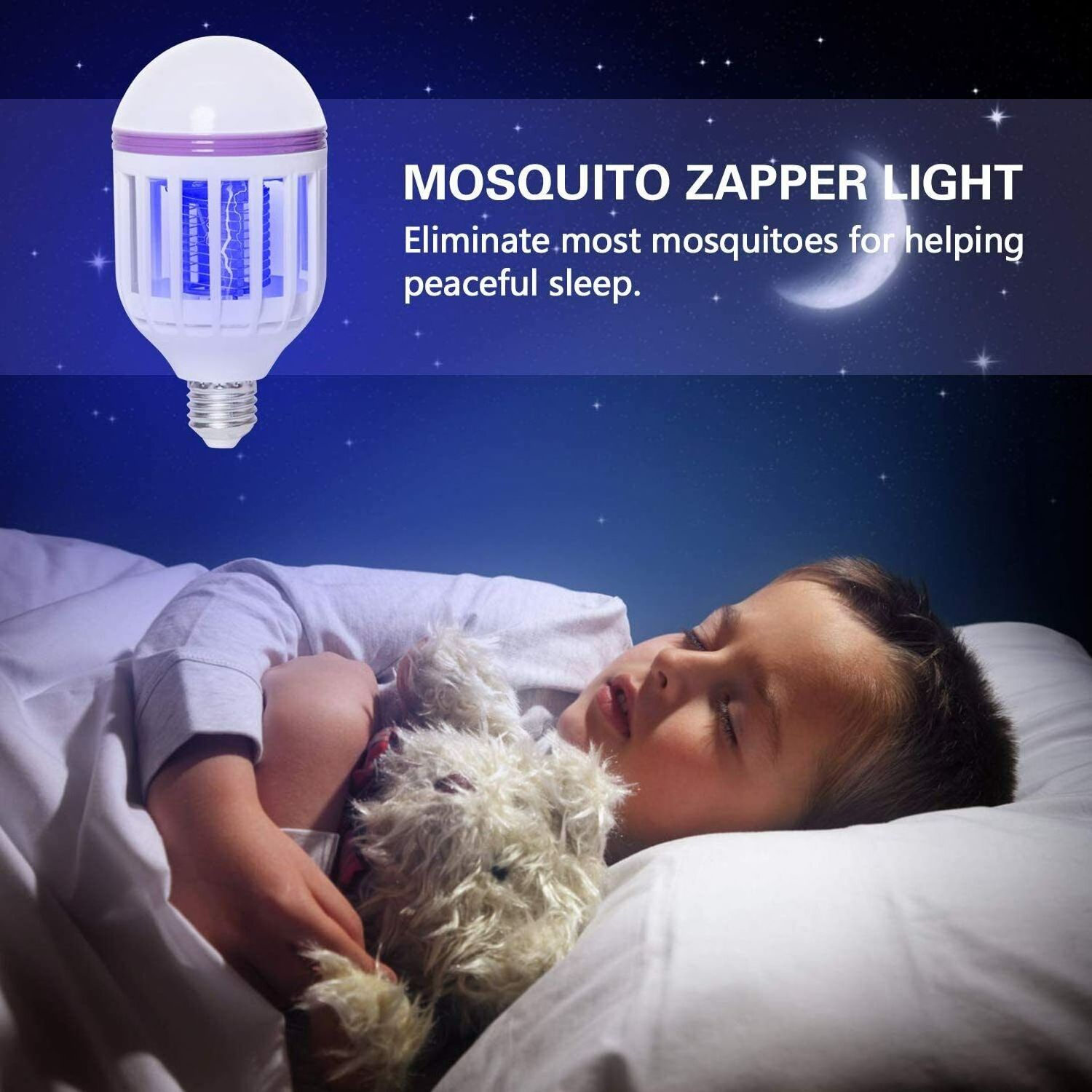 2 In1 Purple UV Low Noise Radiation 360 Degrees Energy Saving LED E26 E27 Mosquito Trap Repellent Zapper Killer Lamp Bulb