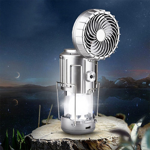 3 In 1 Multifunctional Small Portable Rechargeable LED Solar Emergency Light Lamp With Electric Fan For Outdoor Phone Charging