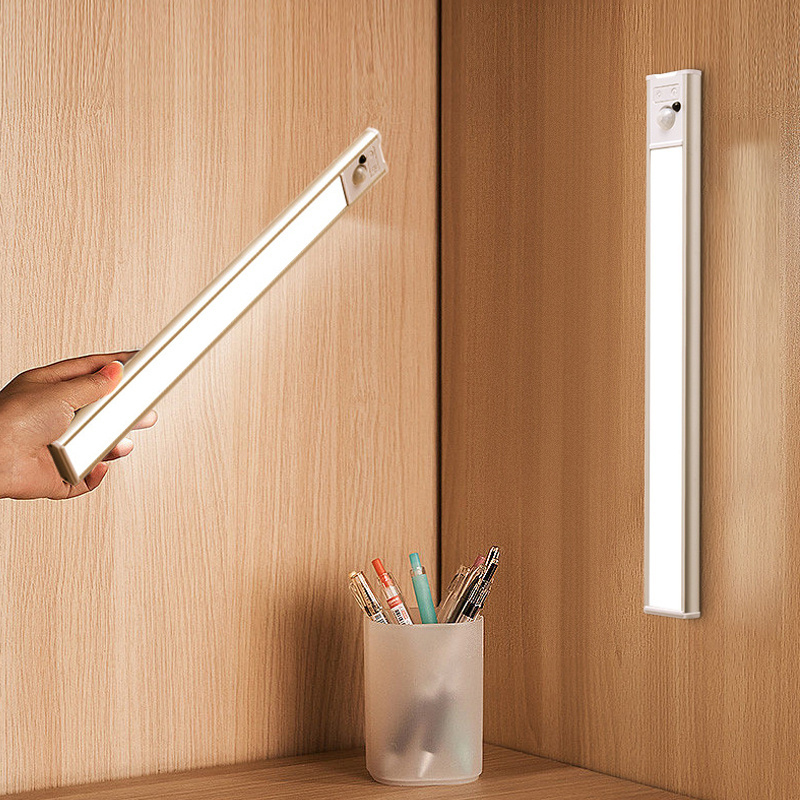 Ultrathin Wall Mounted USB Rechargeable Waving Motion Sensor LED Motion Sensor Light Lamp Bar With Magnet For Cupboard Wardrobe