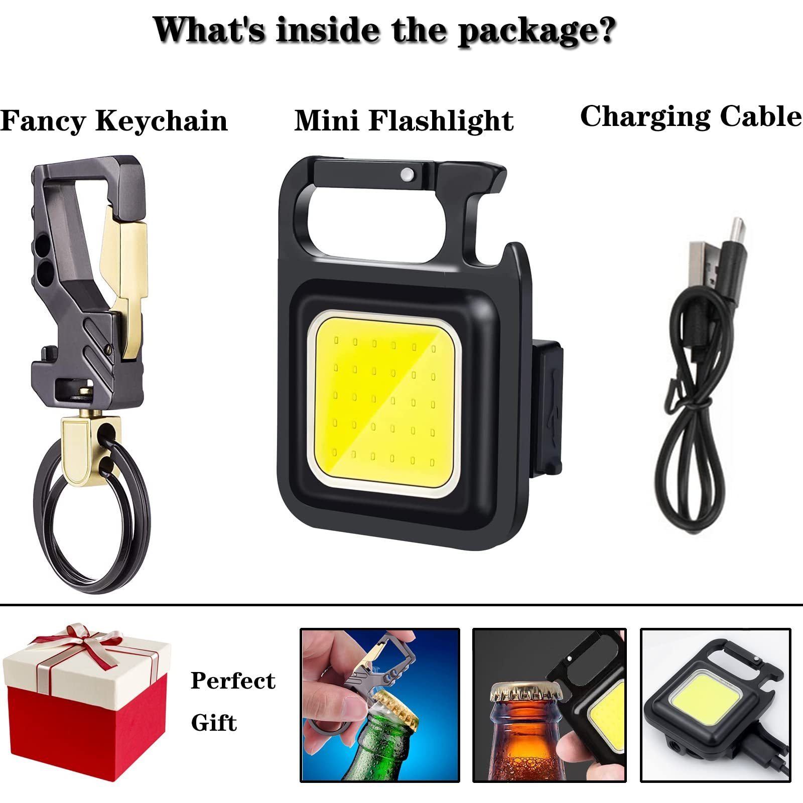 3In1 Portable Waterproof Pocket Torch Flash Light Usb Rechargeable Aluminium COB LED Mini Keychain Light For Camping With Magnet