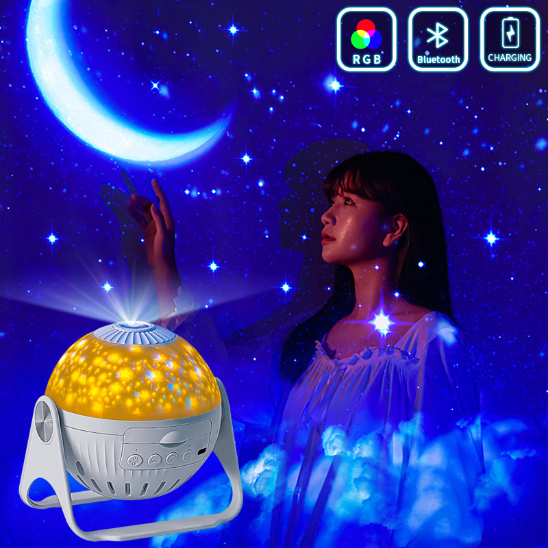 New Ocean Wave Laser RGB LED 360 Adjustable Rotating Nightlight Music Planet Galaxi Star Starry Night Light With Blue Tooth