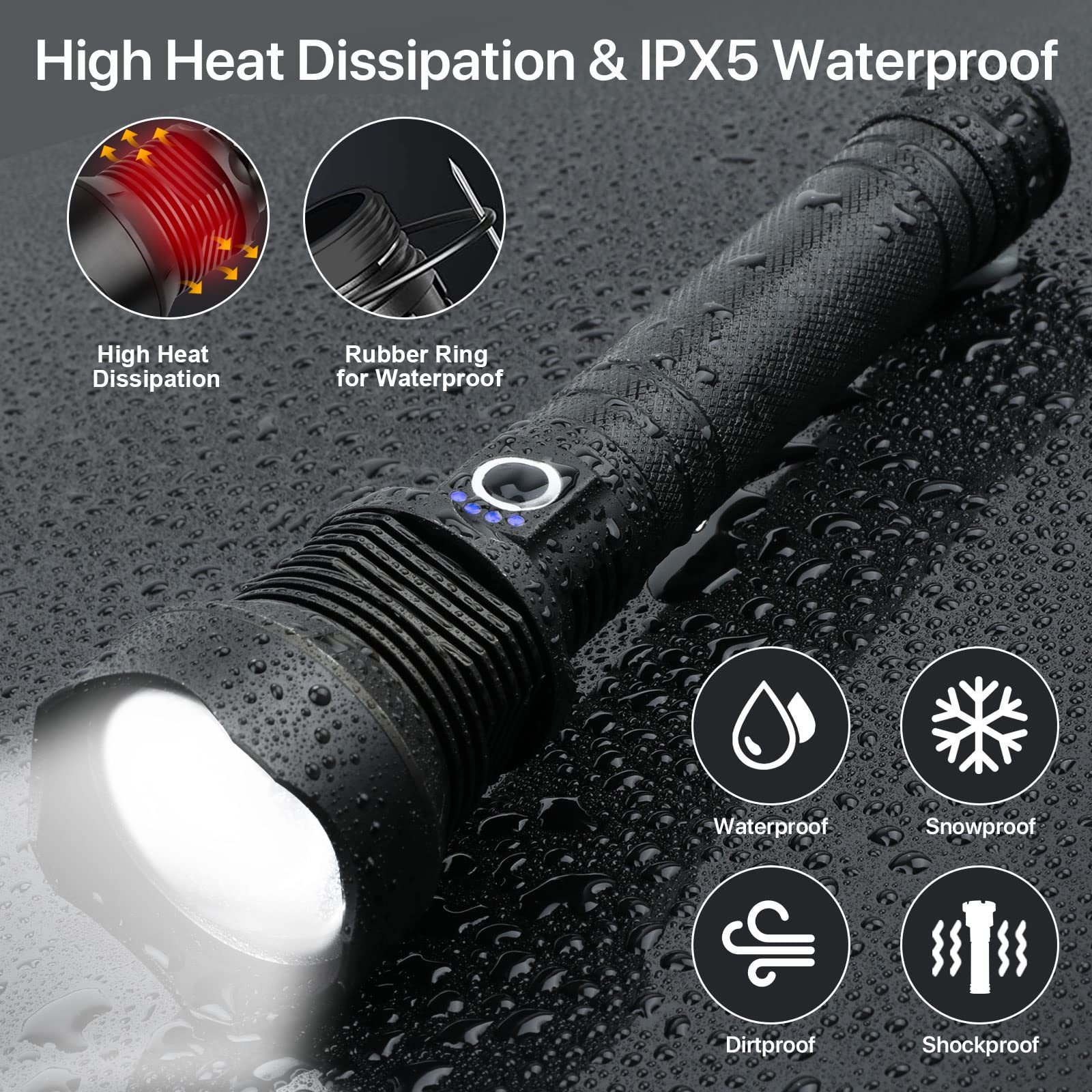 Hot High Powerful Lumens Waterproof Flash Torch Light USB Rechargeable Super Bright LED Tactical Torchlight Flashlight With Zoom