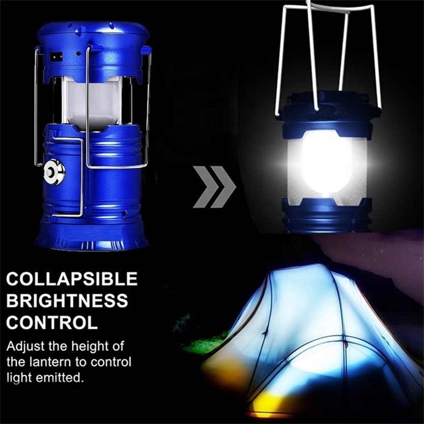 Multifunctional High Quality Brightness Outdoor Collapsible Tent Light USB Rechargeable Solar LED Camping Lantern With Handle