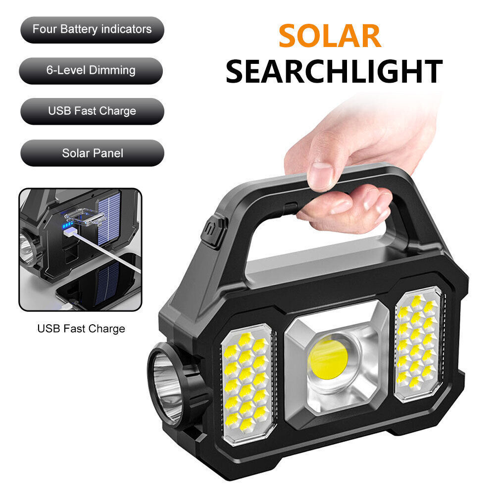 Hot Sale Usb Rechargeable Solar Cob Flash Torch  Hand Emergency Light Lamp COB LED Multifunctional Solar Flashlight