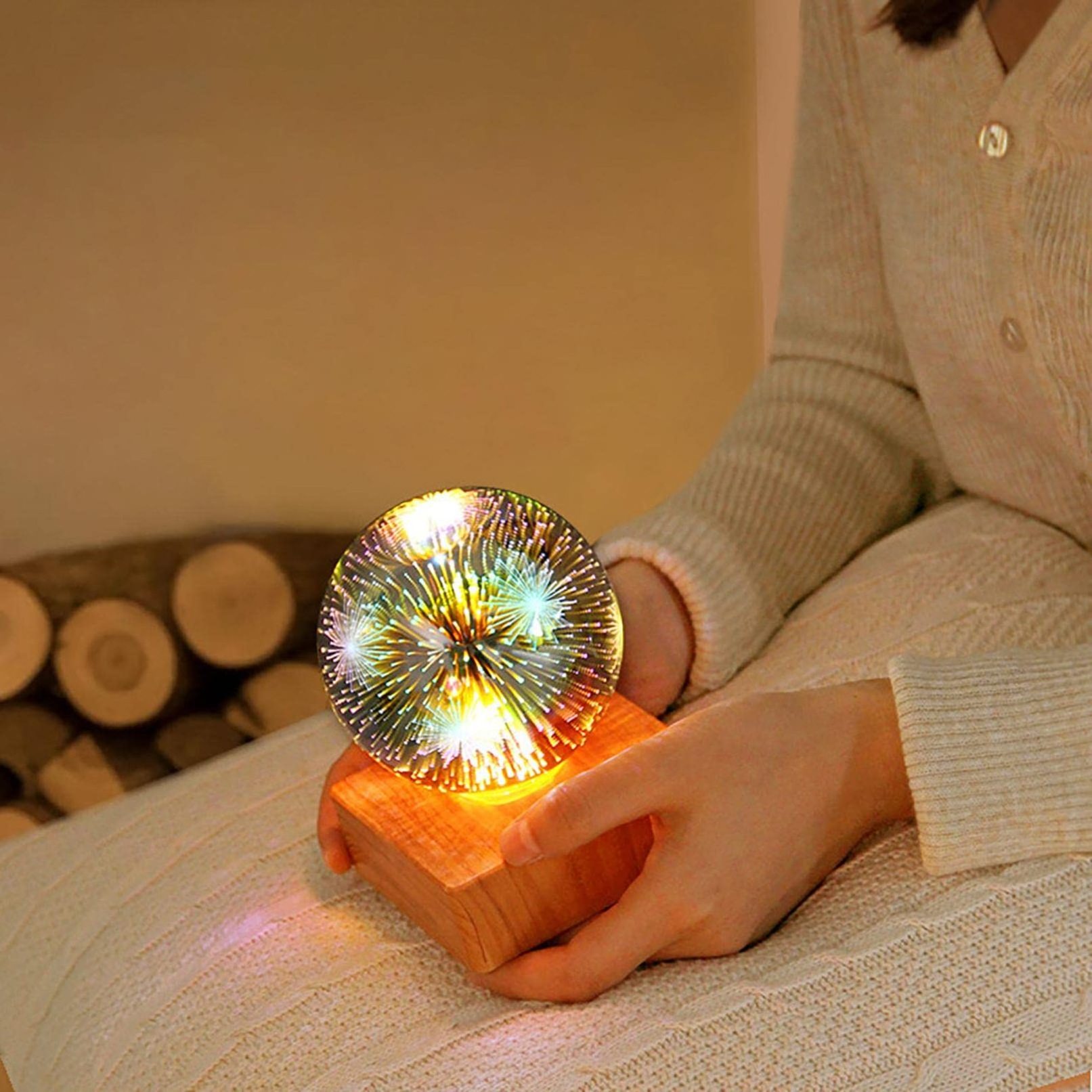 Hot Colorful Crystal Ball Nightlight USB LED 3D Firework Crystal Ball Night Lights for Valentine's Day Girlfriend Gift