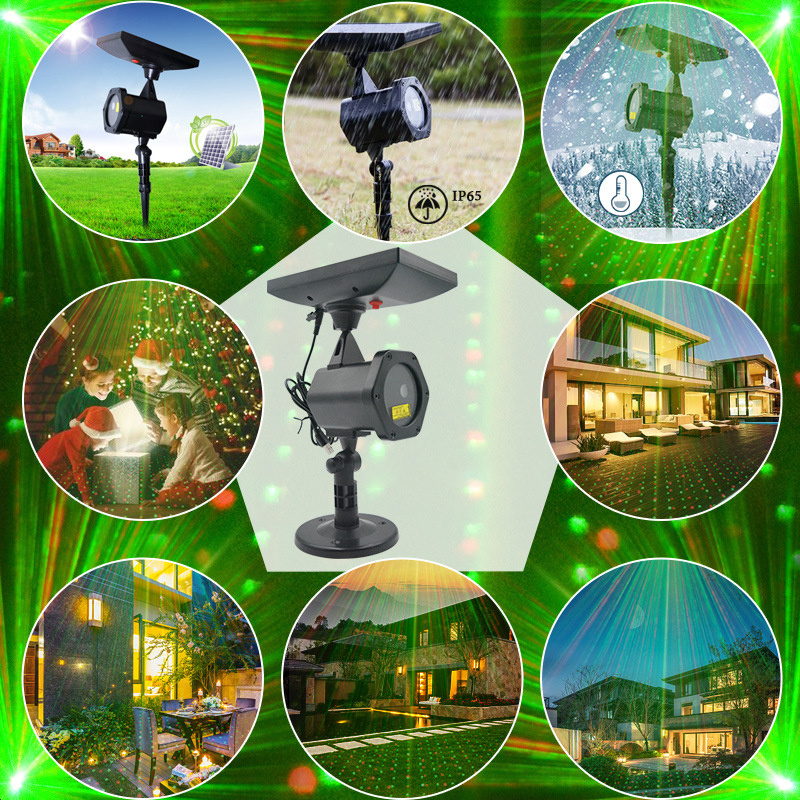 Multifunctional USB Rechargeable Waterproof Red Green Colorful LED Solar Laser Projector Outdoor Lawn Light Lamp For Outdoor