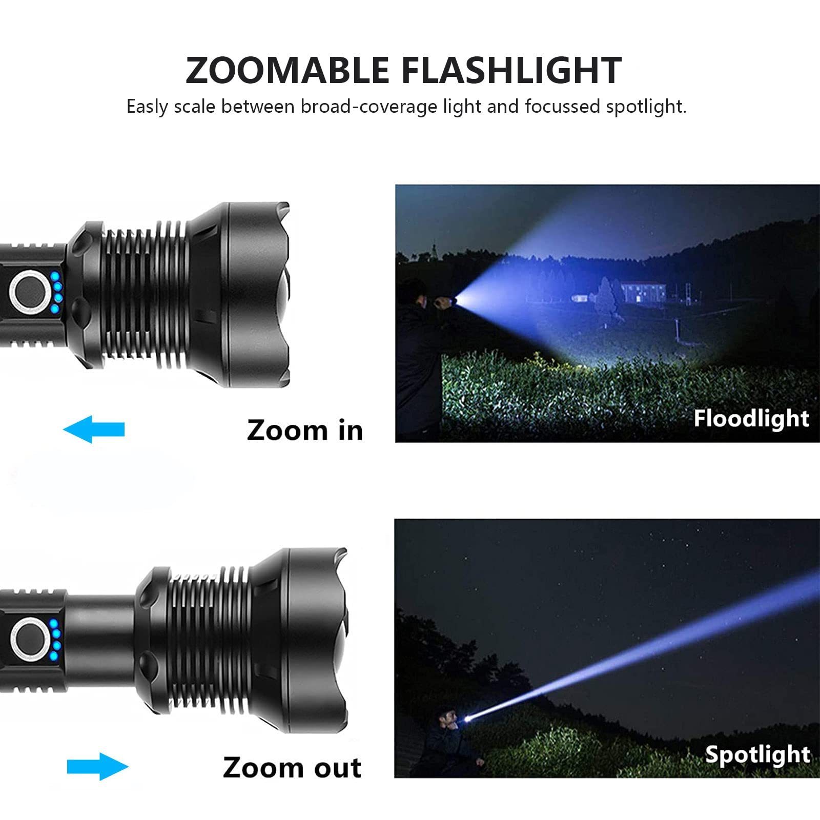 Hot High Powerful Lumens Waterproof Flash Torch Light USB Rechargeable Super Bright LED Tactical Torchlight Flashlight With Zoom