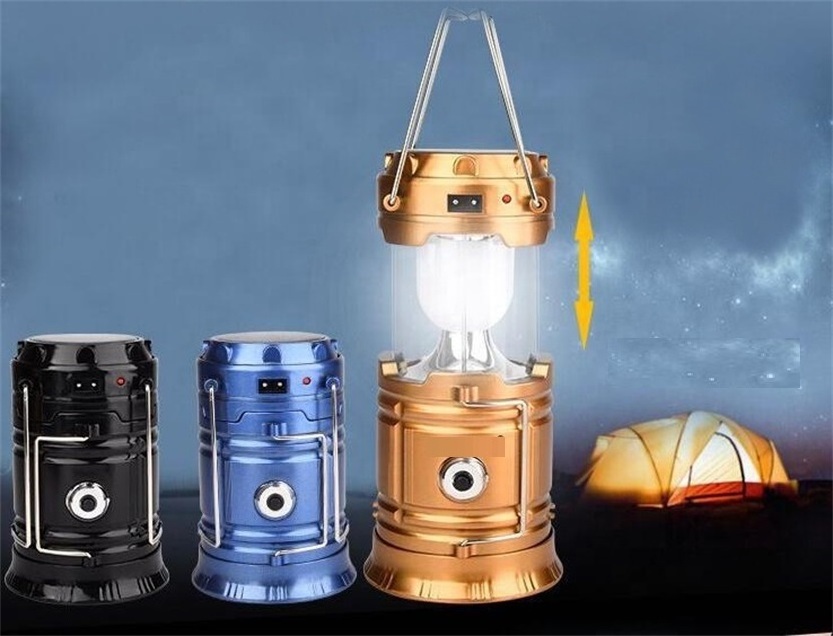 Multifunctional High Quality Brightness Outdoor Collapsible Tent Light USB Rechargeable Solar LED Camping Lantern With Handle