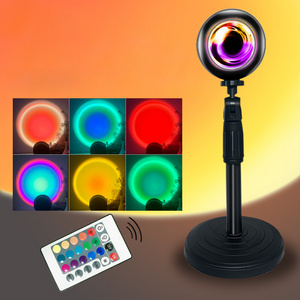 16 Colors RGB Dimming 180 Degree Rotation Remote Control USB Plug-in LED Rainbow Sunrise Sunset Halo Projector Light